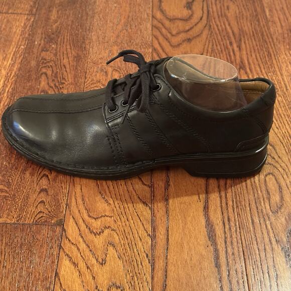 Clarks Touareg Vibe Oxfords Mens 9 Comfort Shoes Black Leather Cushion Ortholite - Picture 4 of 16